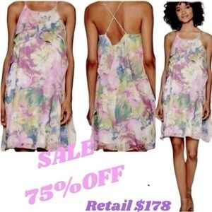 BCBGMax NWT WaterColor Floral Strappy Slip Trapeze Dress. NWT SM